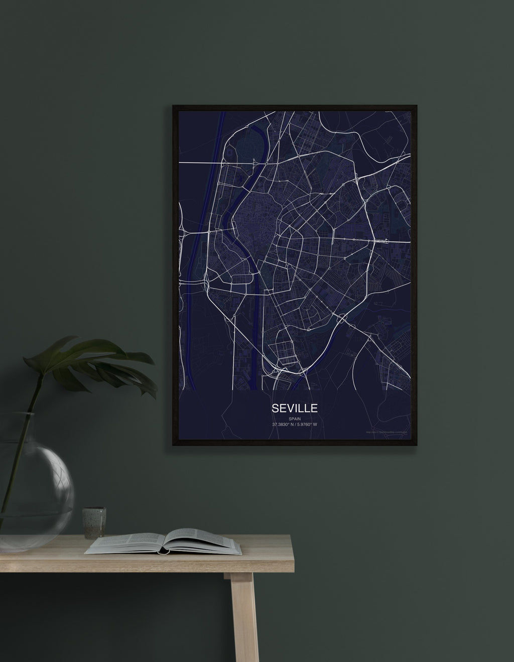 Seville map digital download - Dark style