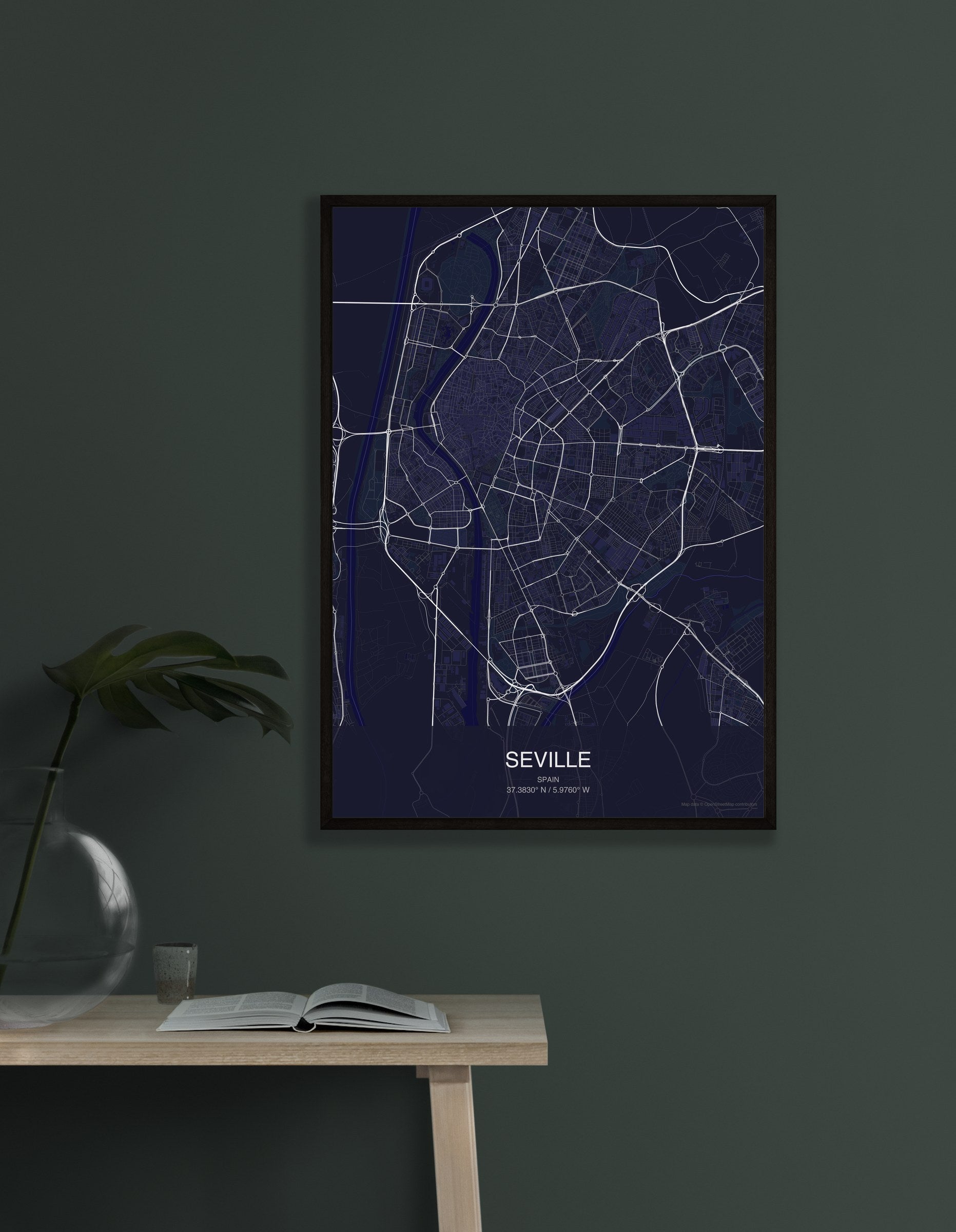 Seville map digital download - Dark style