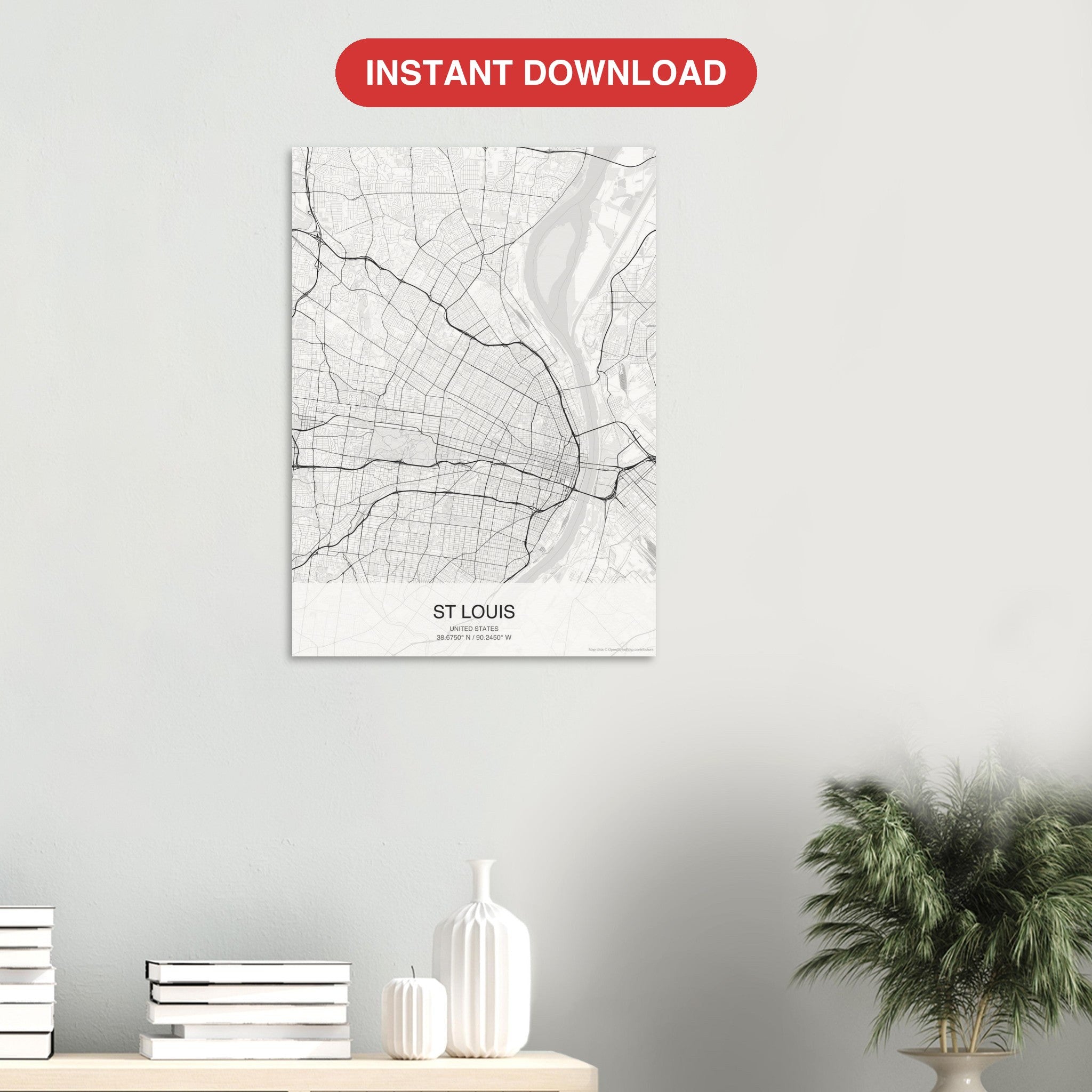 St Louis map digital download — Classic style, instant download