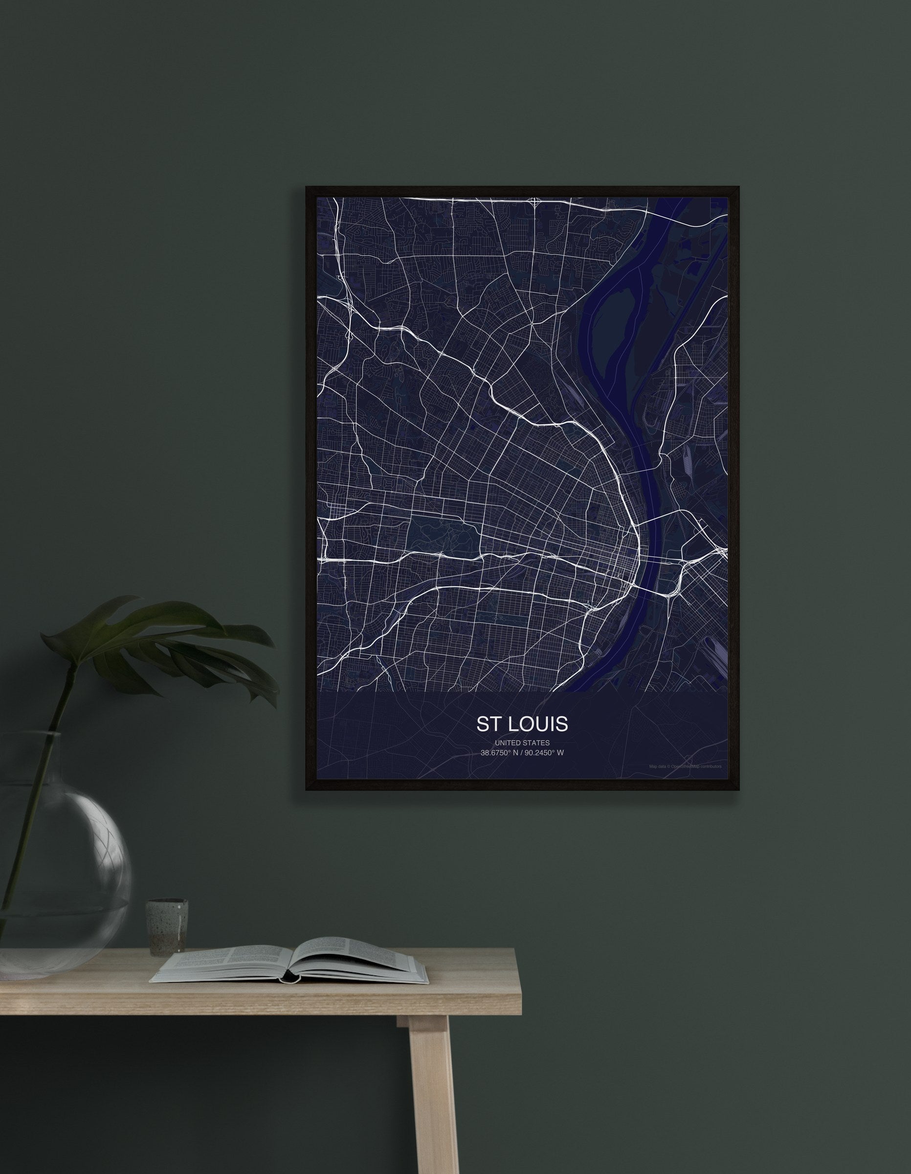 St Louis map digital download - Dark style