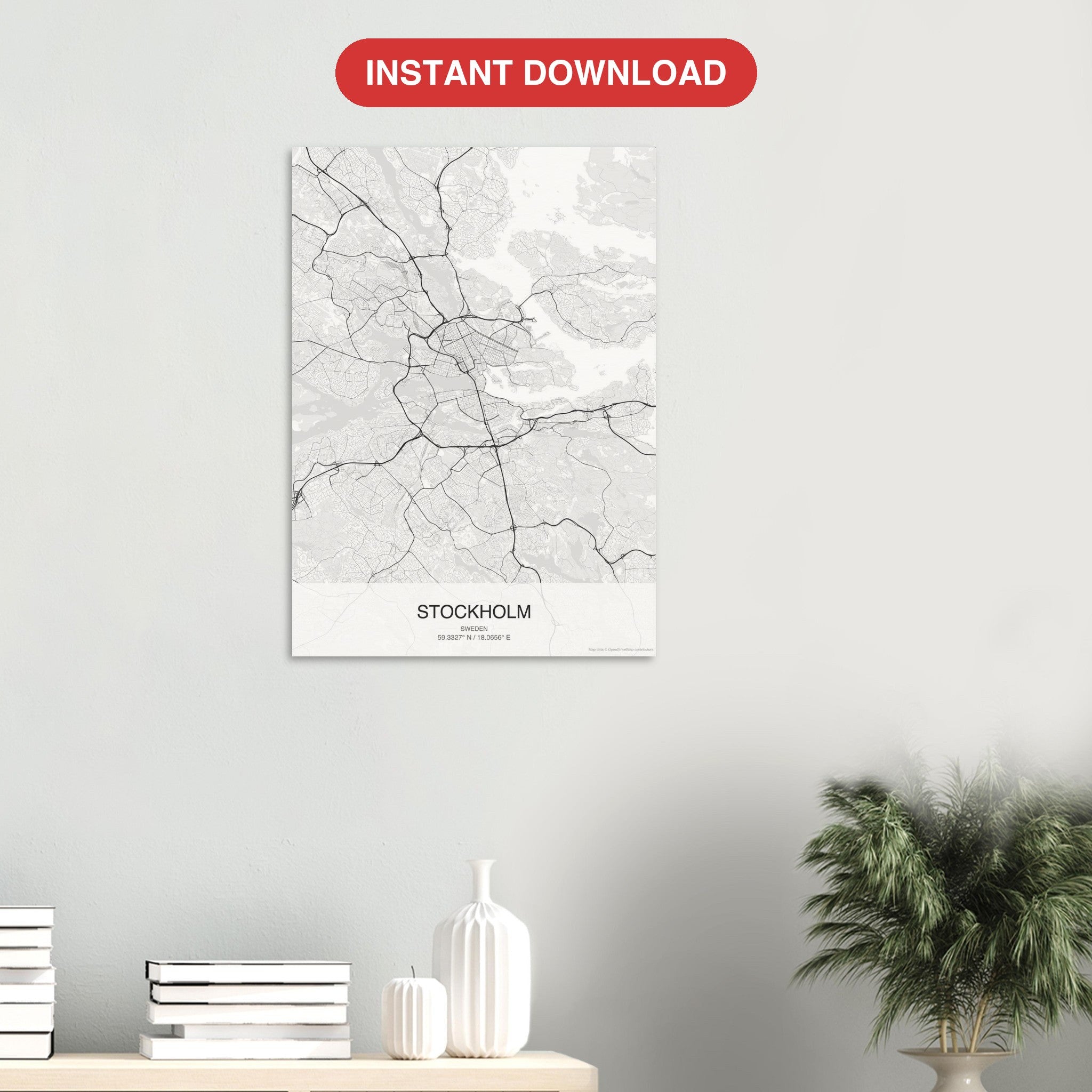 Stockholm map digital download — Classic style, instant download