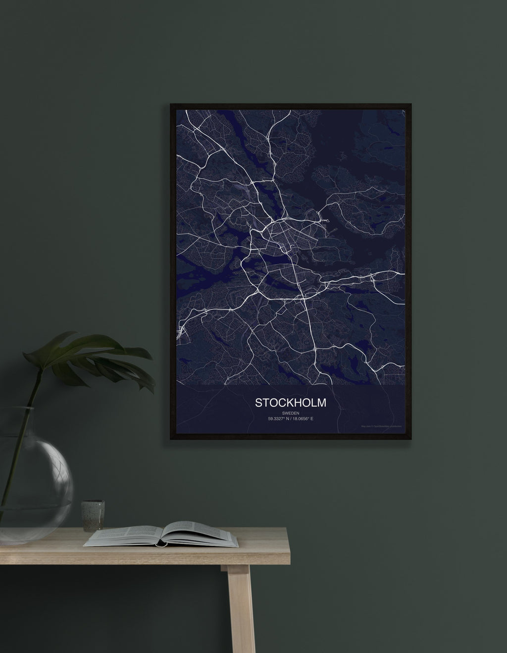 Stockholm map digital download - Dark style