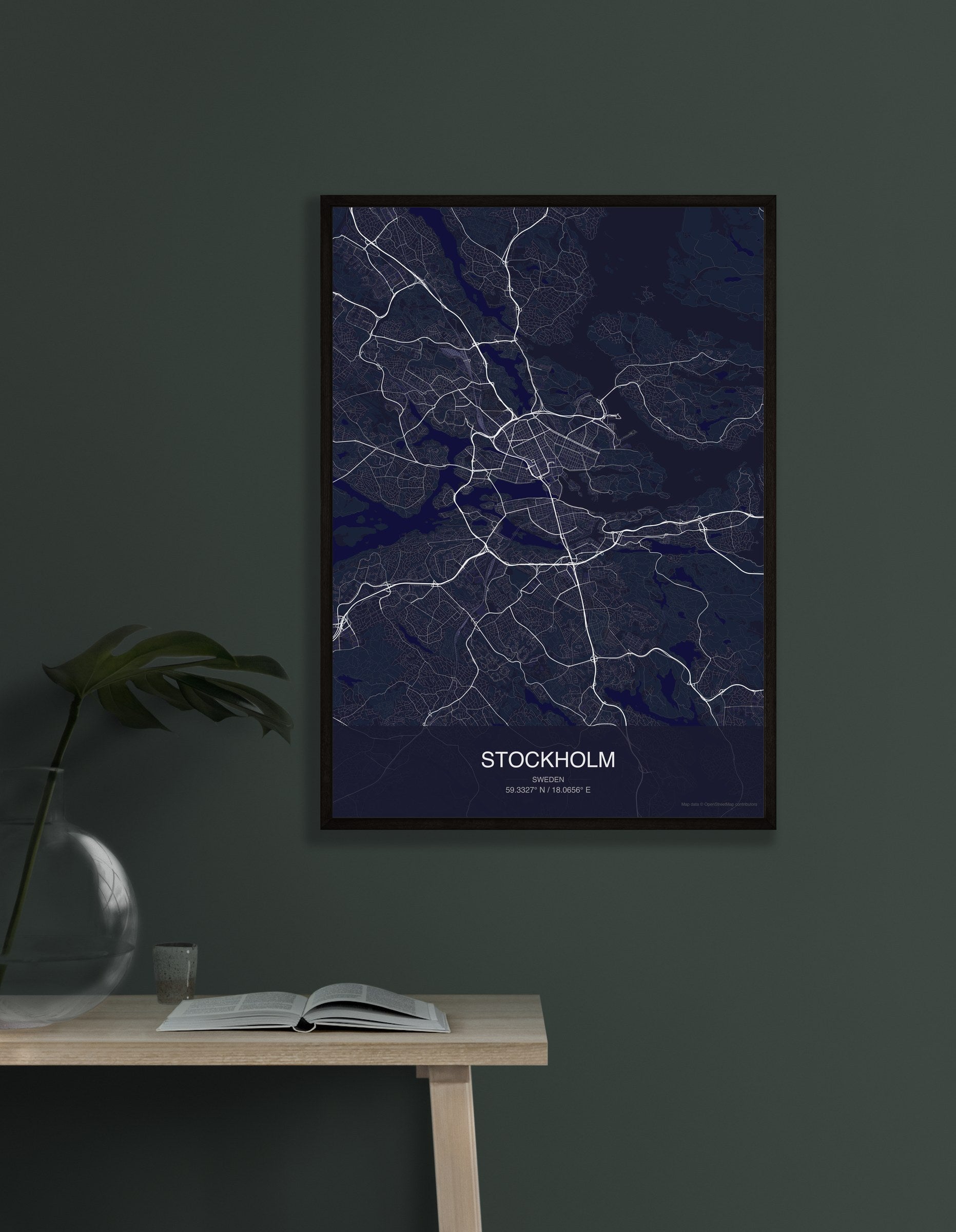 Stockholm map digital download - Dark style