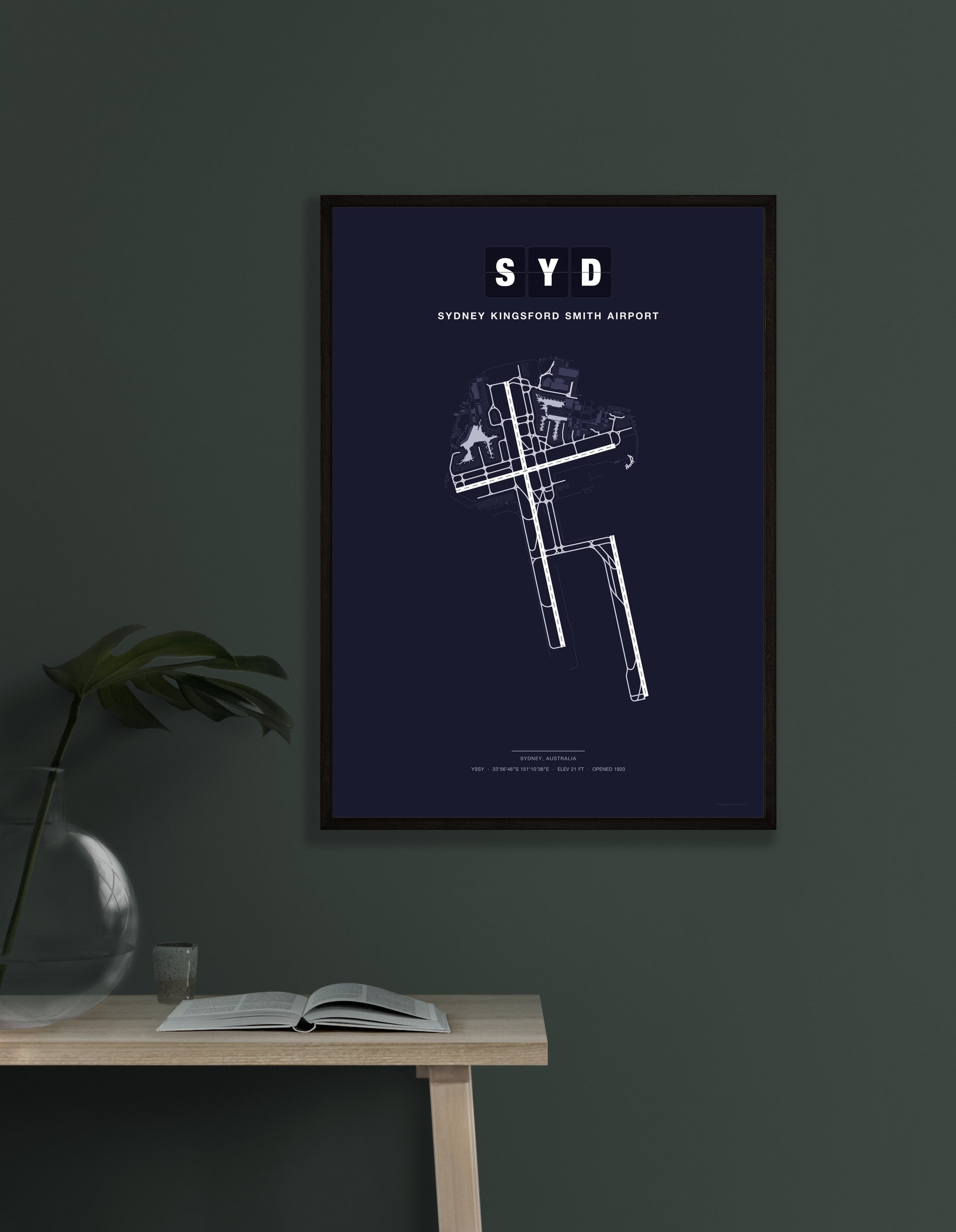 SYD Sydney Kingsford Smith Airport map - Dark style