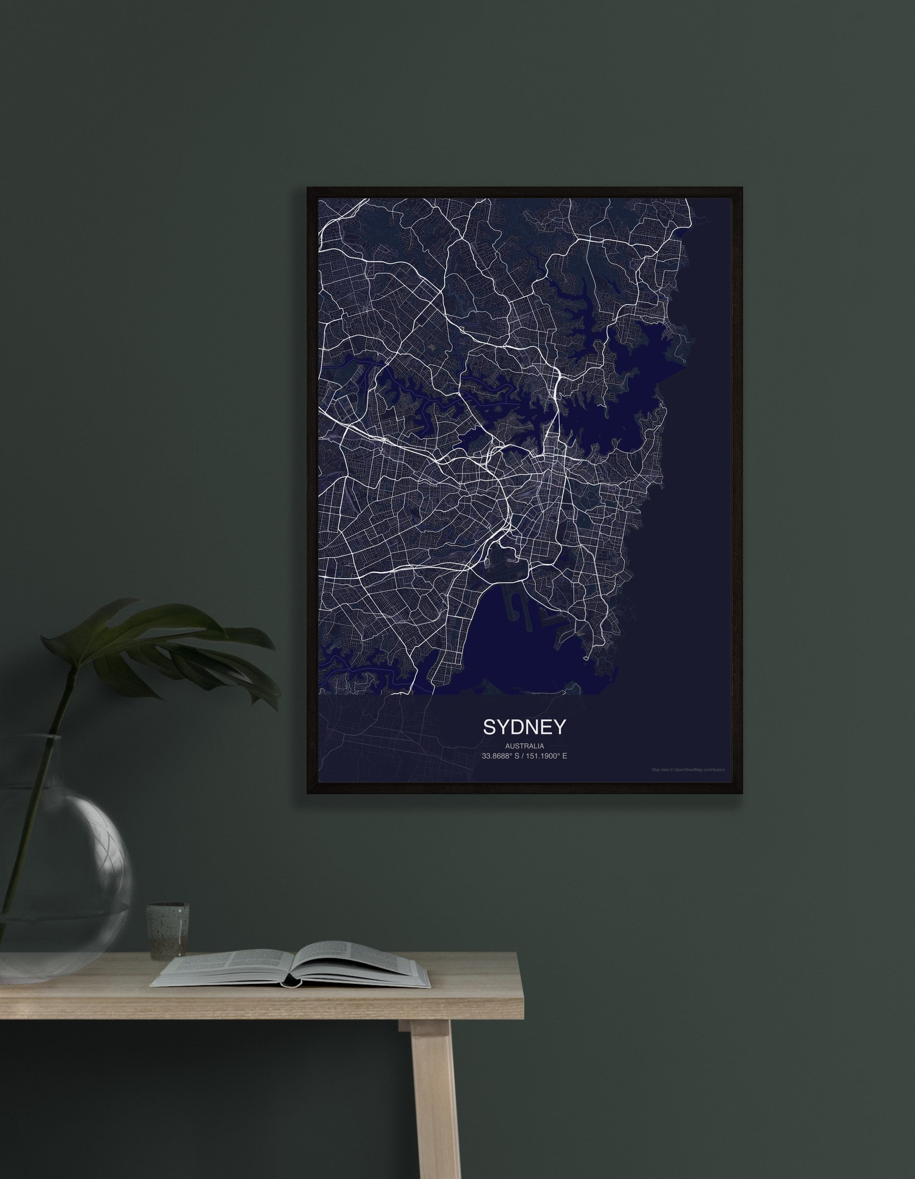 Sydney map digital download - Dark style