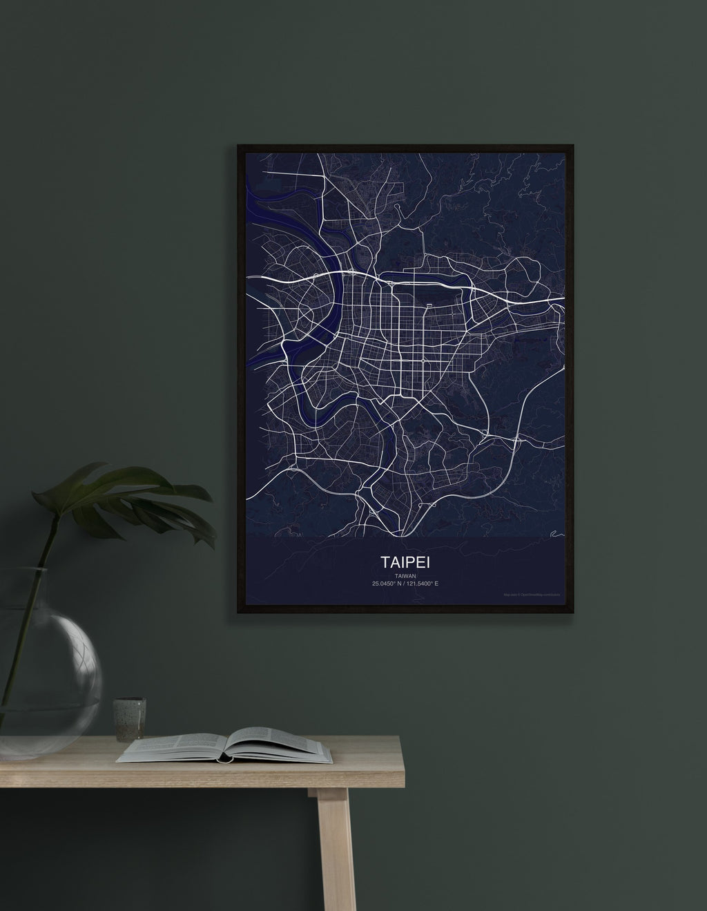 Taipei map digital download - Dark style