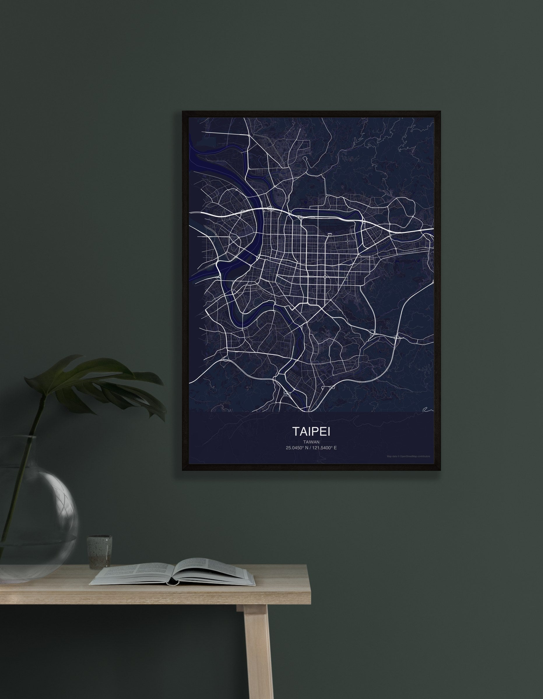Taipei map digital download - Dark style
