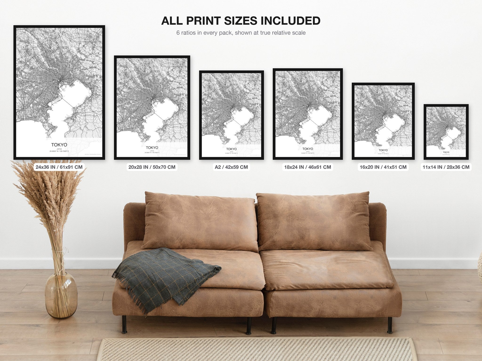 Tokyo map digital download - all print sizes included, Classic