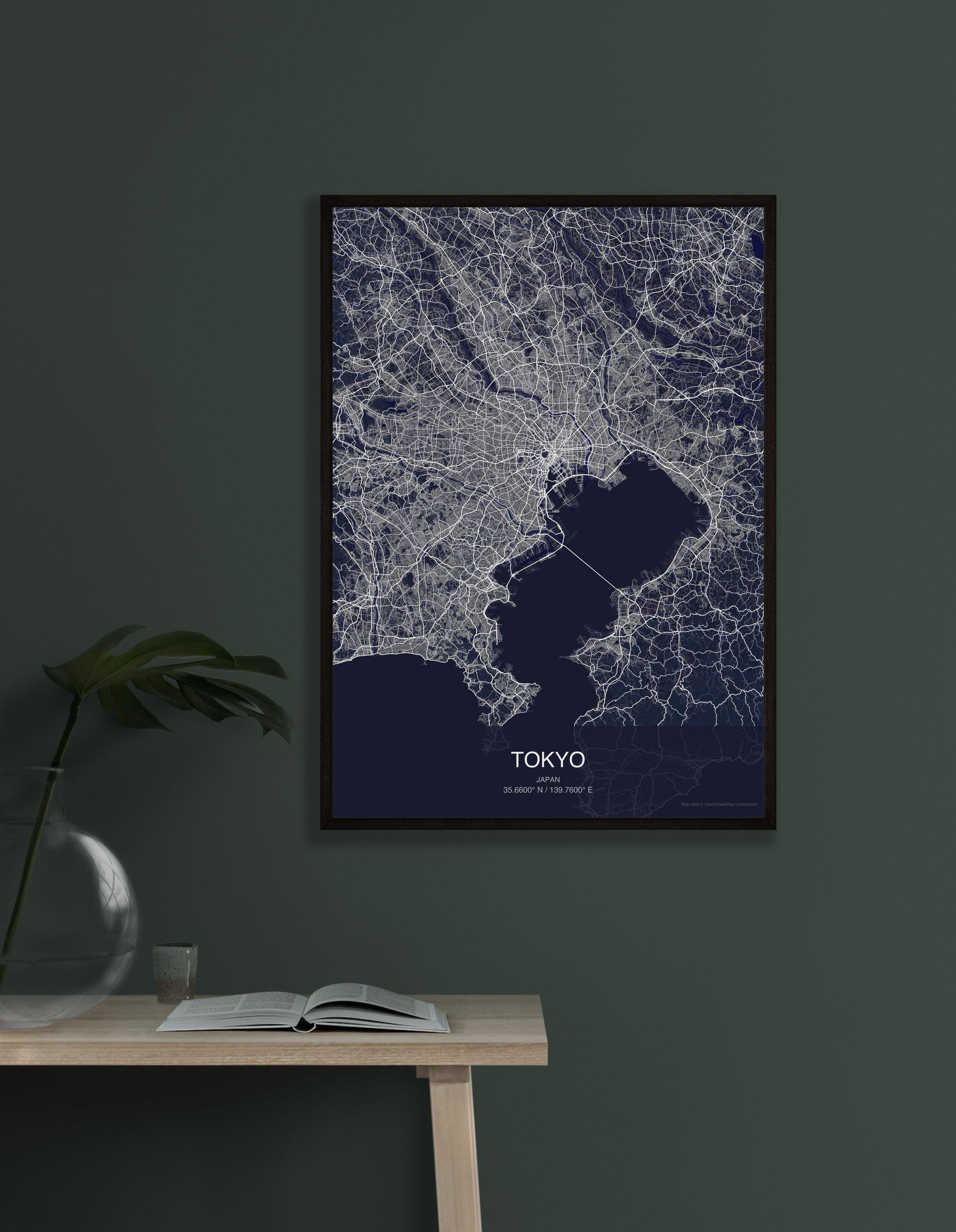 Tokyo map digital download - Dark style