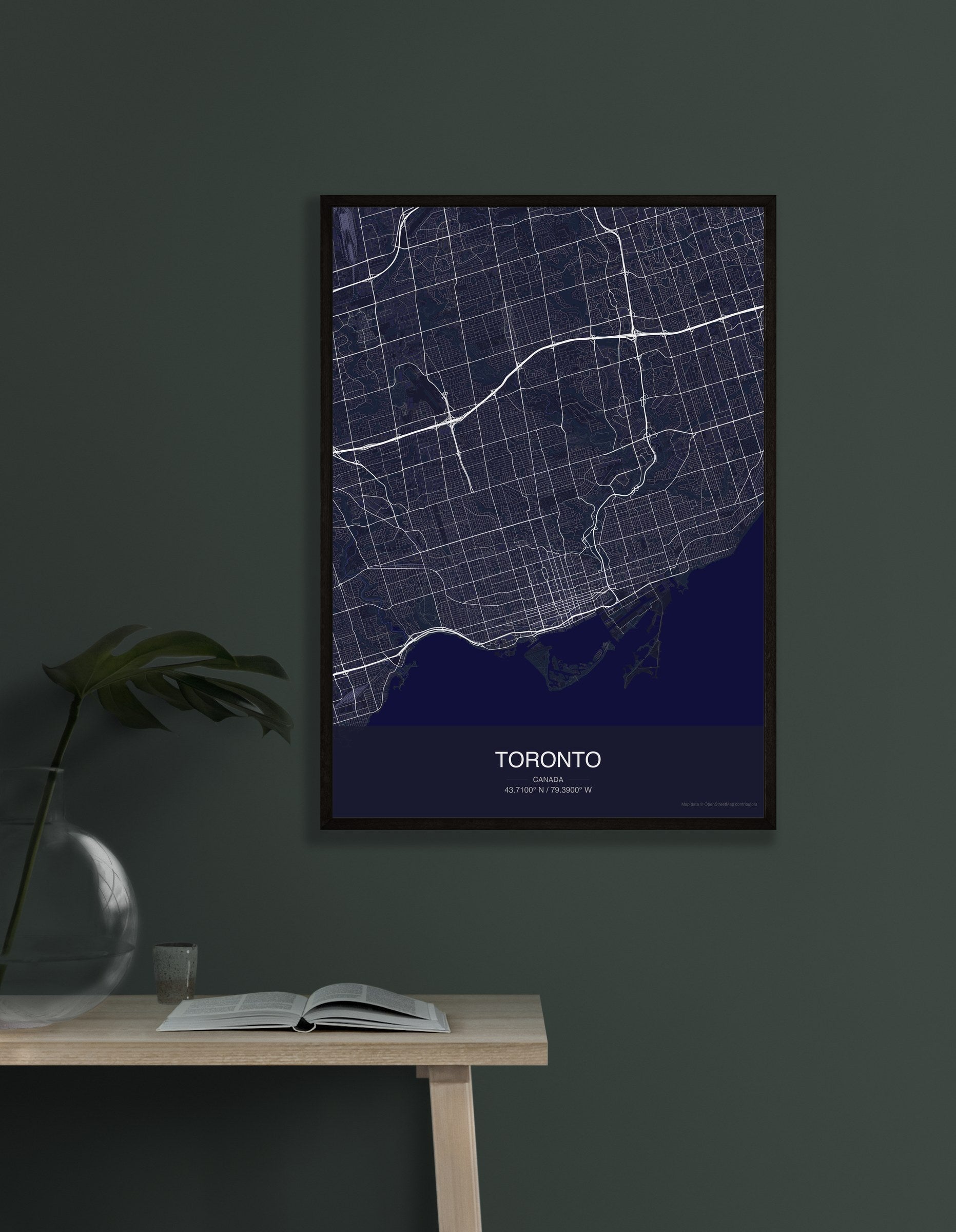 Toronto map digital download - Dark style