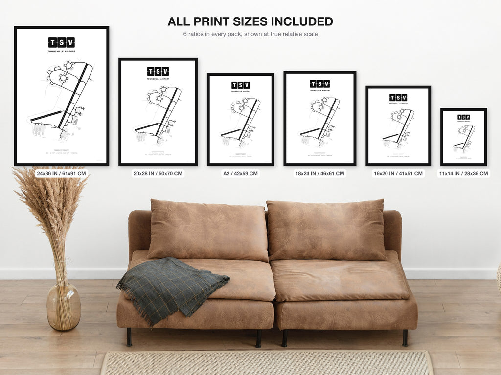 TSV Townsville Airport map - all print sizes included, Classic