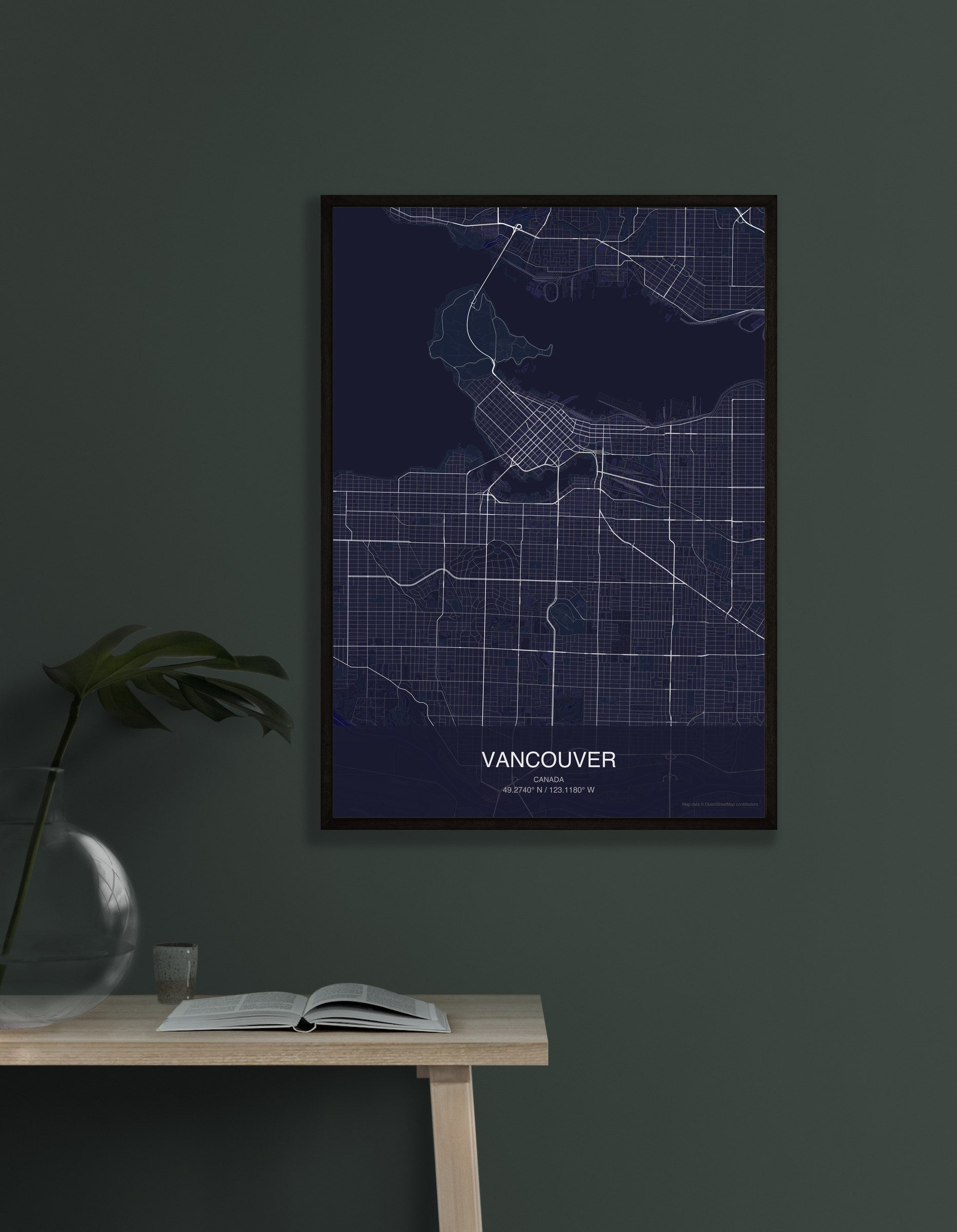 Vancouver map digital download - Dark style