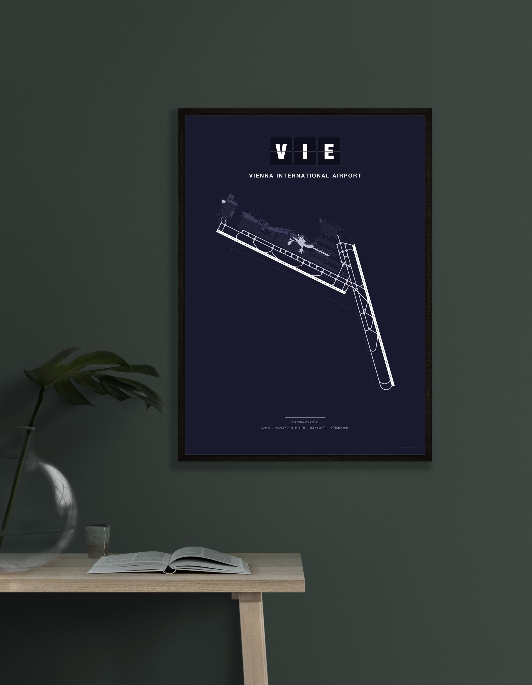 VIE Vienna International Airport map - Dark style