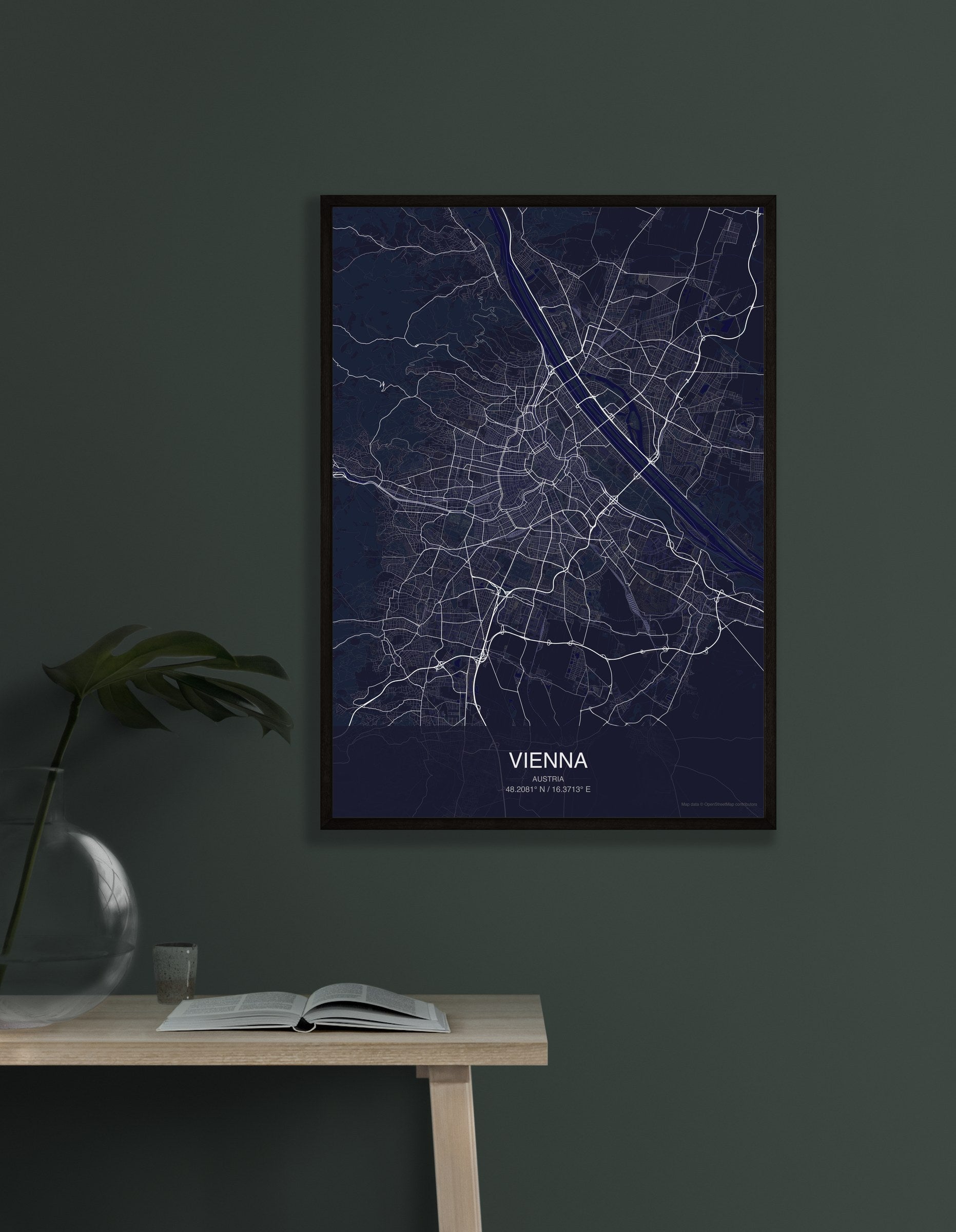 Vienna map digital download - Dark style
