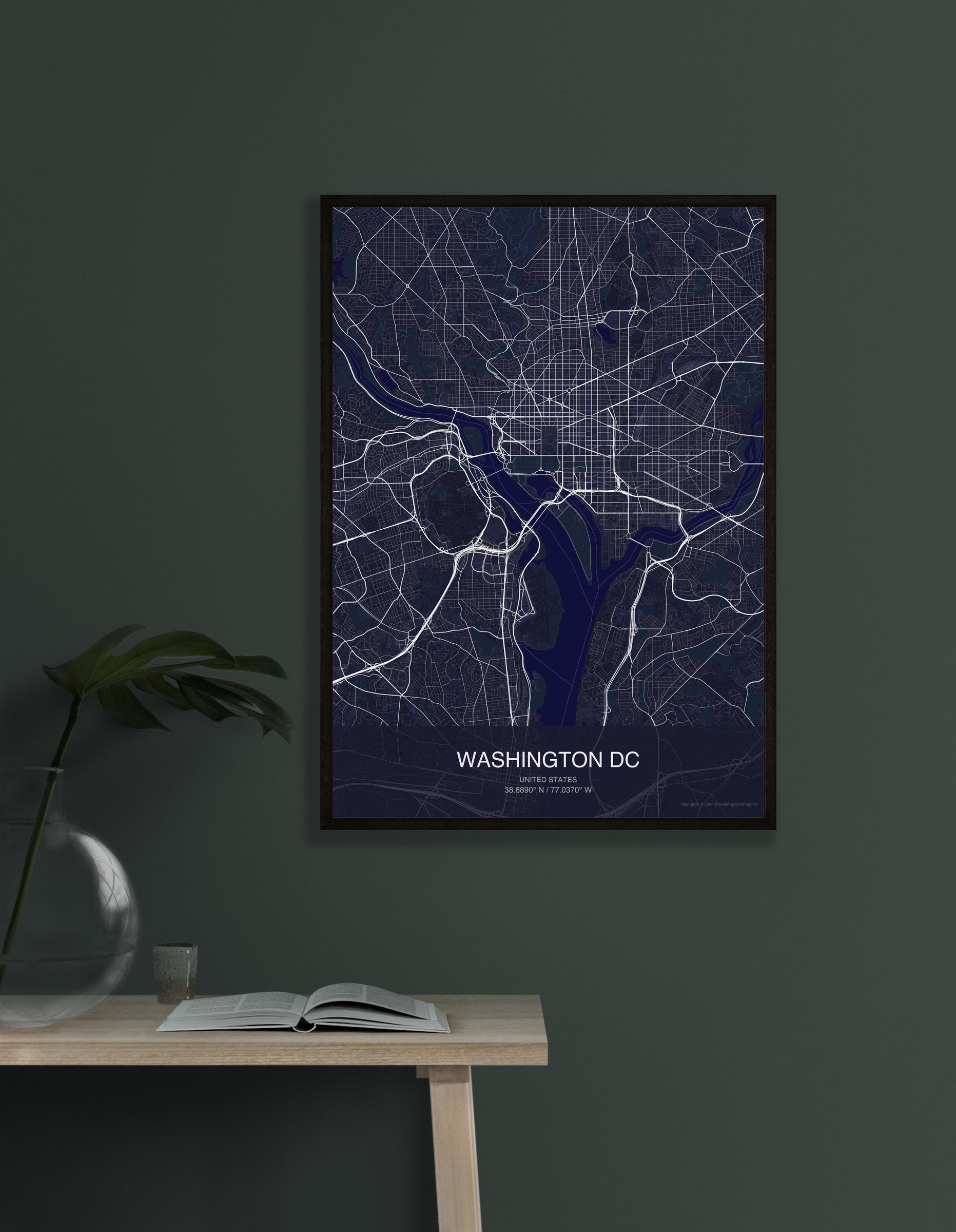 Washington DC map digital download - Dark style