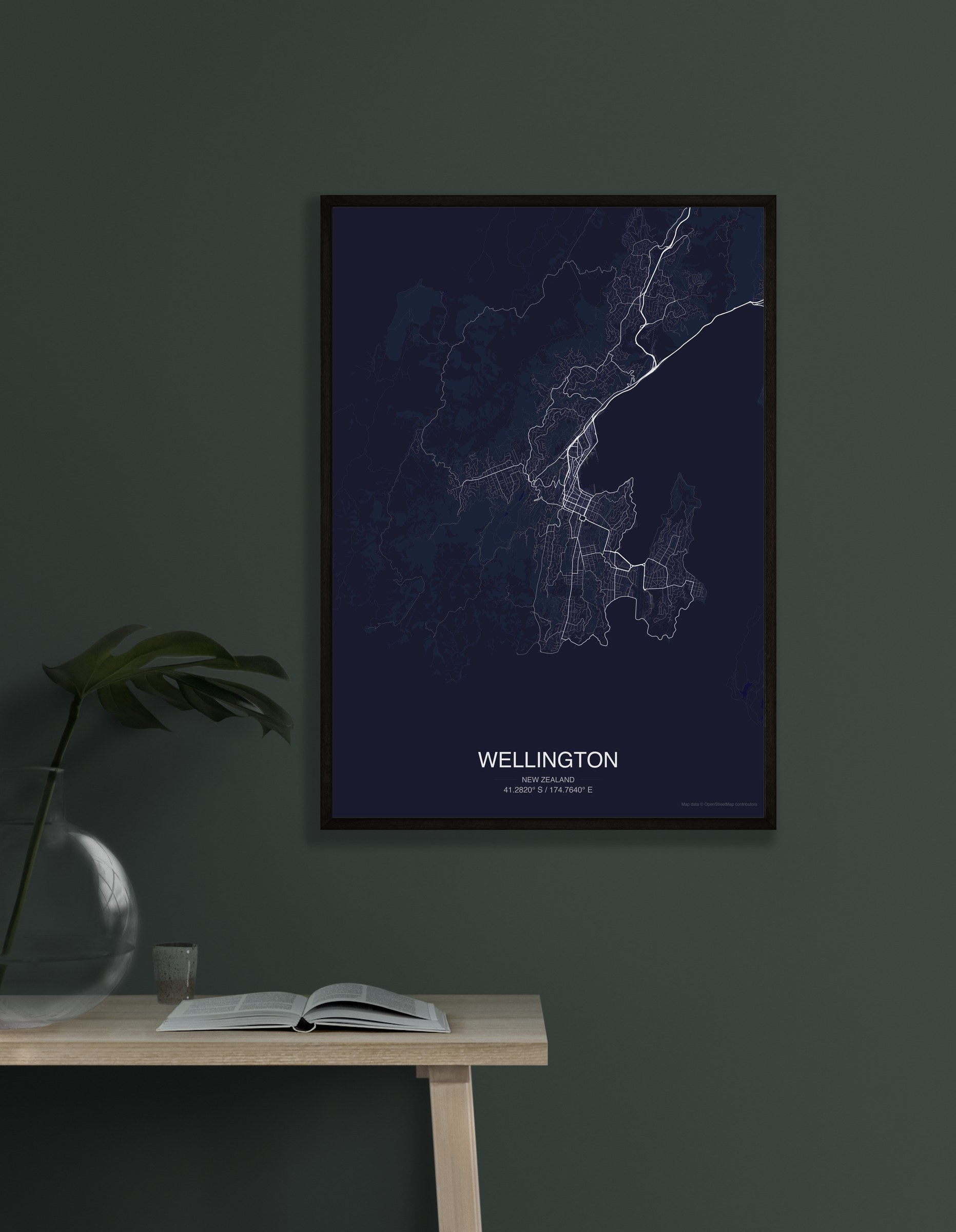 Wellington map digital download - Dark style