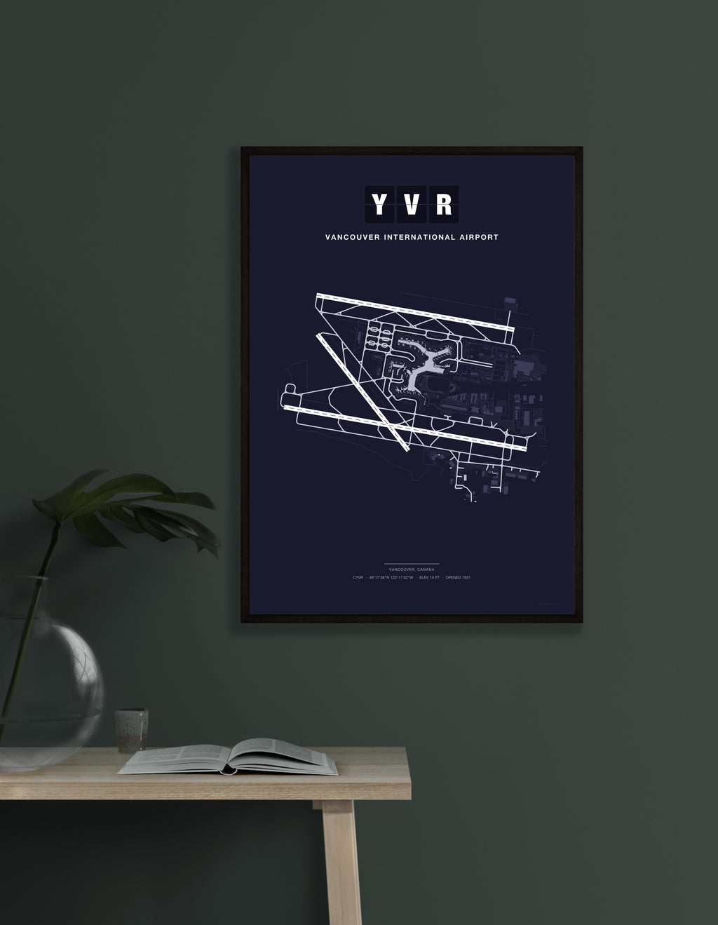 YVR Vancouver International Airport map - Dark style