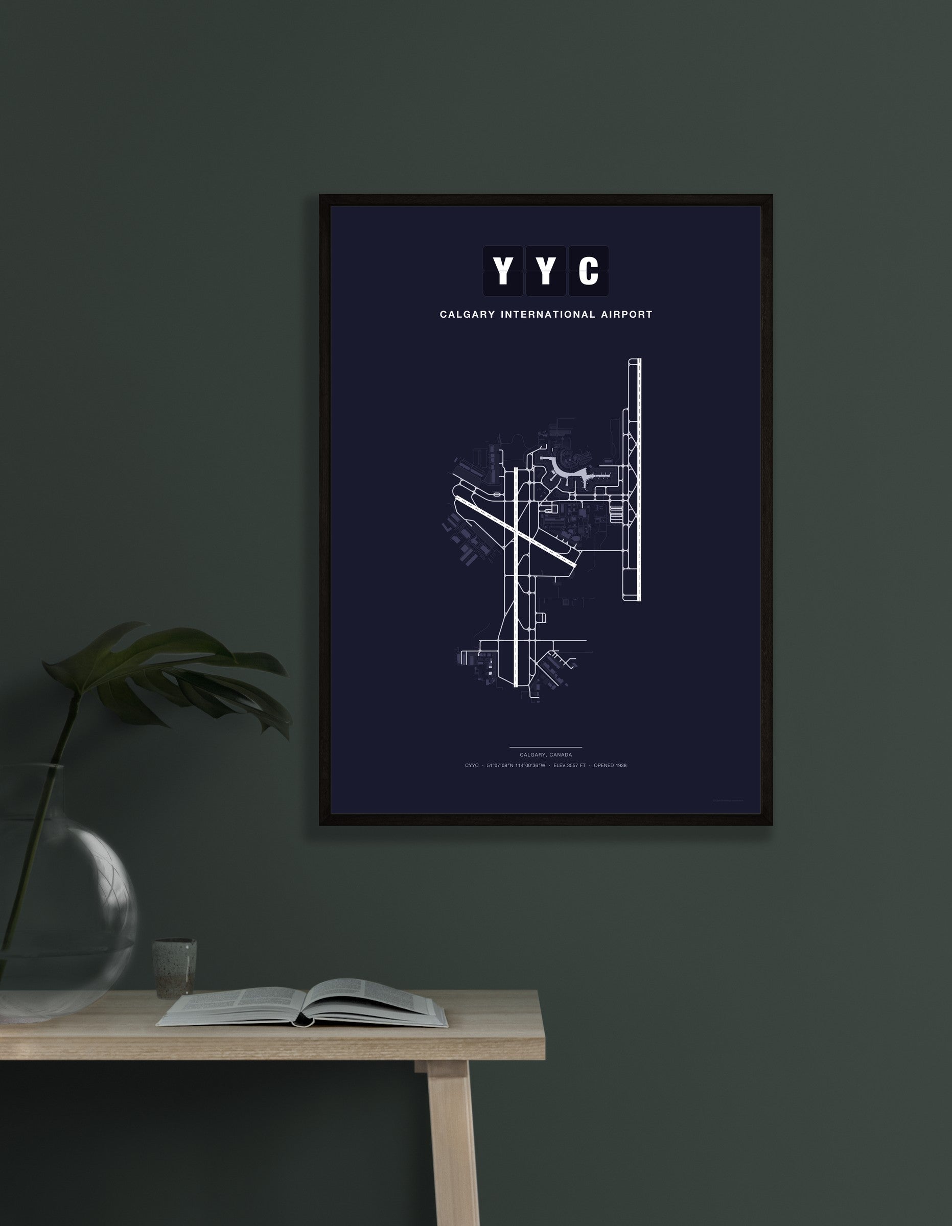 YYC Calgary International Airport map - Dark style