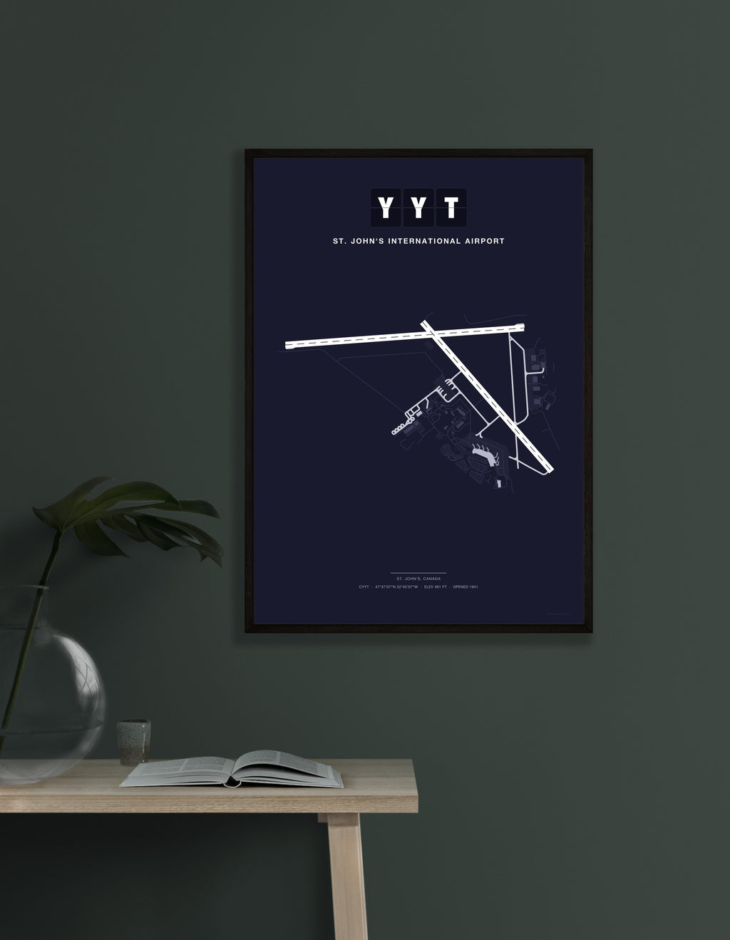 YYT St. John's International Airport map - Dark style